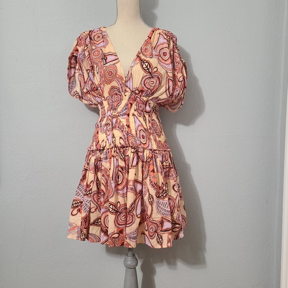 A.L.C Luna Print Smocked Mini Dress Size 4 NWOT‎ - Picture 1 of 12